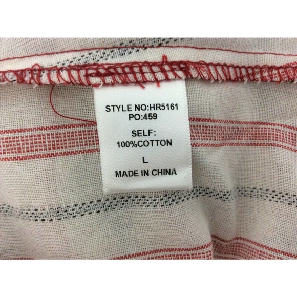 BluHeaven Umgee Women's L Red White Black Stripe Top Bishop Sleeve Button Down - Picture 7 of 9